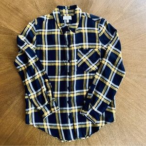 Lucky Brand plaid button down flannel shirt Navy / Gold S